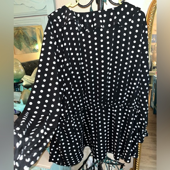 Lane Bryant Polka Dot Long Sleeve Blouse Sz 24 - Picture 7 of 11